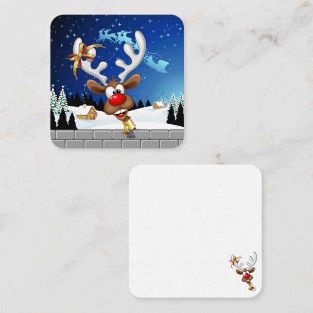 Funny Reindeer Peeking Christmas Meme  Note Card (Front/Back)