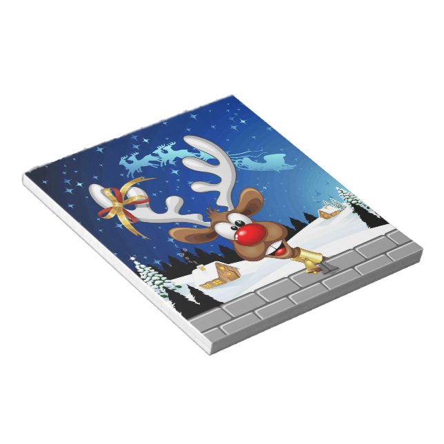 Funny Reindeer Peeking Christmas Meme  Notepad (Angled)