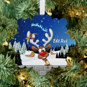 Funny Reindeer Peeking Christmas Meme Ornament Card