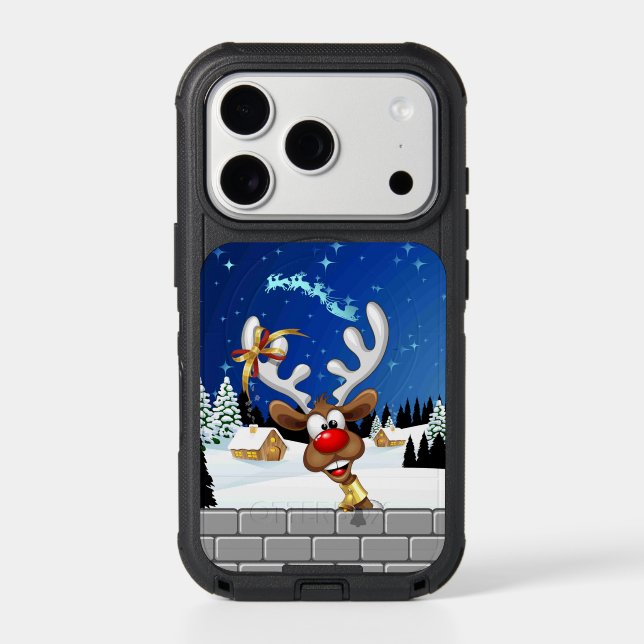 Funny Reindeer Peeking Christmas Meme  Otterbox iPhone Case (Back)