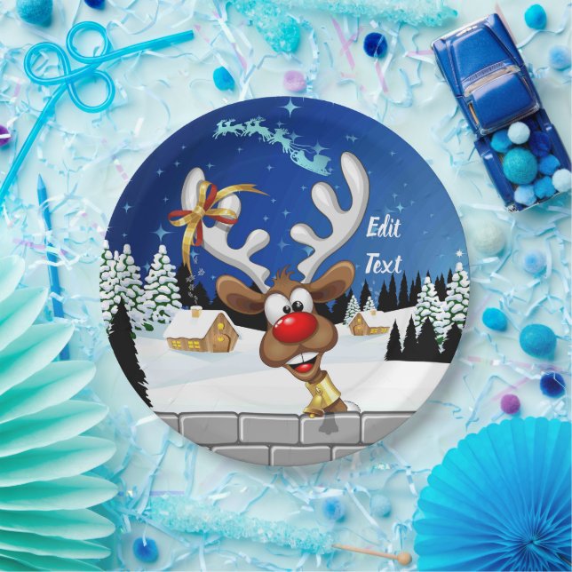 Funny Reindeer Peeking Christmas Meme  Paper Plates (Party)
