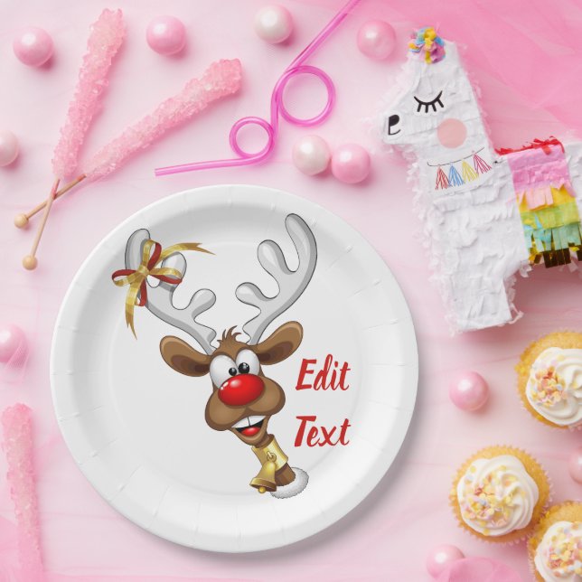 Funny Reindeer Peeking Christmas Meme  Paper Plates (Party)