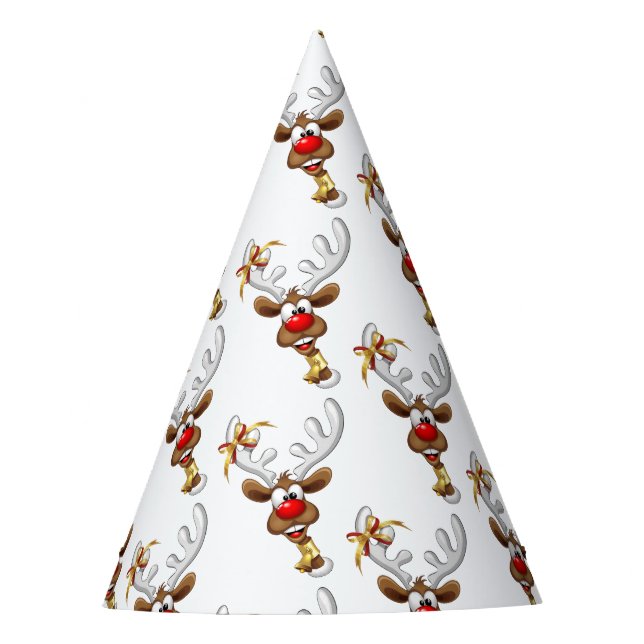 Funny Reindeer Peeking Christmas Meme  Party Hat (Front)