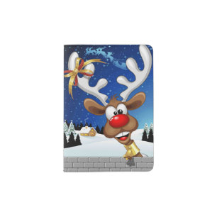 Funny Reindeer Peeking Christmas Meme Passport Holder