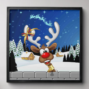 Funny Reindeer Peeking Christmas Meme  Peel And Stick Photo Tile