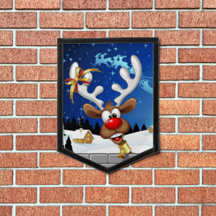 Funny Reindeer Peeking Christmas Meme  Pennant