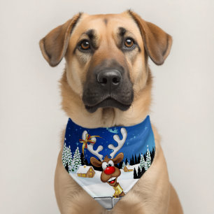 Funny Reindeer Peeking Christmas Meme  Pet Bandana Collar