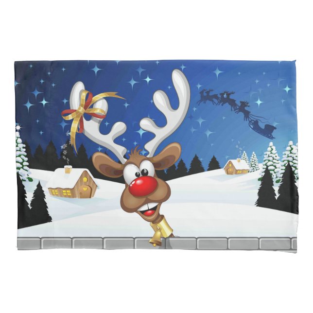 Funny Reindeer Peeking Christmas Meme  Pillow Case (Front)