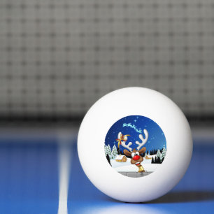 Funny Reindeer Peeking Christmas Meme Ping Pong Ball