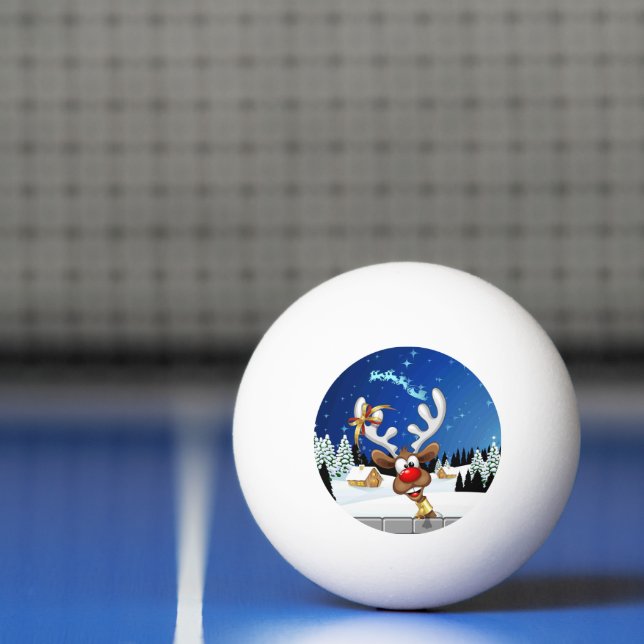 Funny Reindeer Peeking Christmas Meme  Ping Pong Ball (Net)