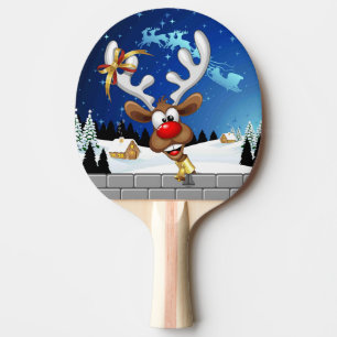 Funny Reindeer Peeking Christmas Meme Ping Pong Paddle