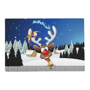 Funny Reindeer Peeking Christmas Meme  Placemat