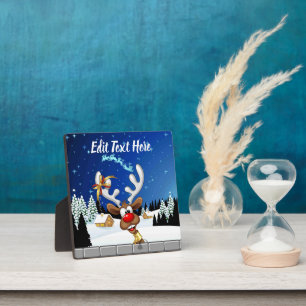 Funny Reindeer Peeking Christmas Meme  Plaque