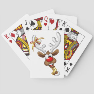 Funny Reindeer Peeking Christmas Meme Poker Cards
