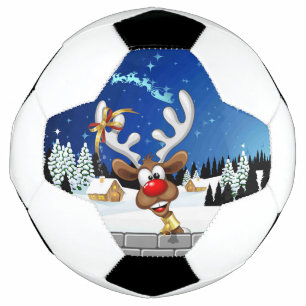 Funny Reindeer Peeking Christmas Meme Soccer Ball