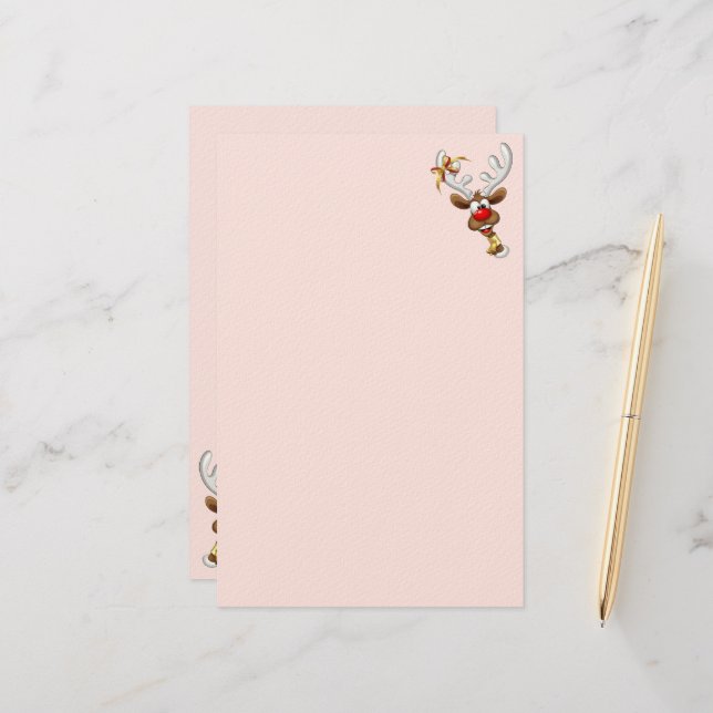Funny Reindeer Peeking Christmas Meme  Stationery (Front/Back In Situ)