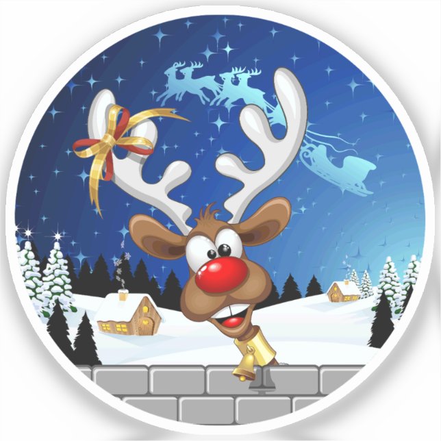 Funny Reindeer Peeking Christmas Meme  Sticker (Front)