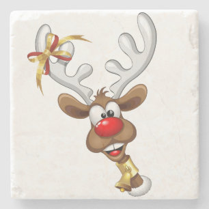 Funny Reindeer Peeking Christmas Meme  Stone Coaster