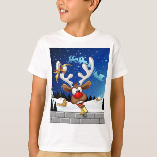 Funny Reindeer Peeking Christmas Meme  T-Shirt