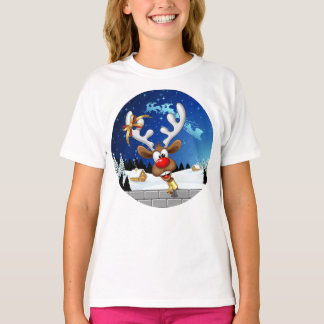 Funny Reindeer Peeking Christmas Meme  T-Shirt