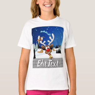 Funny Reindeer Peeking Christmas Meme T-Shirt