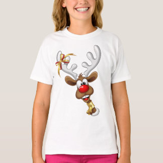 Funny Reindeer Peeking Christmas Meme  T-Shirt