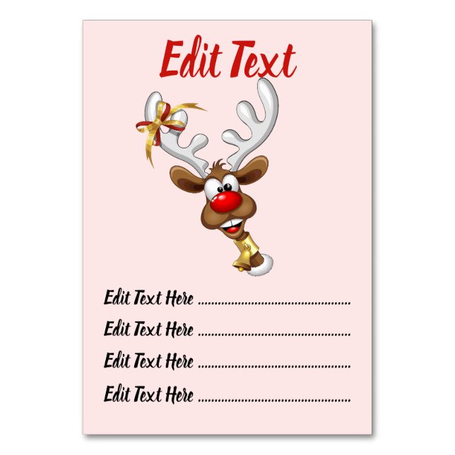 Funny Reindeer Peeking Christmas Meme  Table Number (Front)