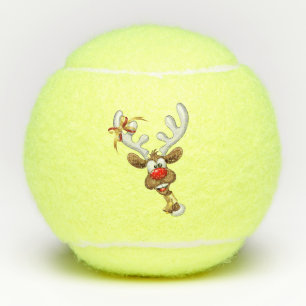 Funny Reindeer Peeking Christmas Meme Tennis Balls