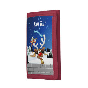 Funny Reindeer Peeking Christmas Meme Tri-fold Wallet