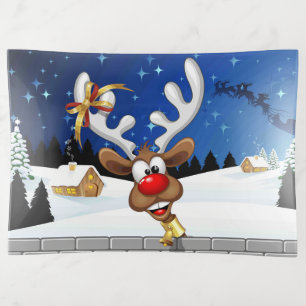 Funny Reindeer Peeking Christmas Meme Trinket Tray