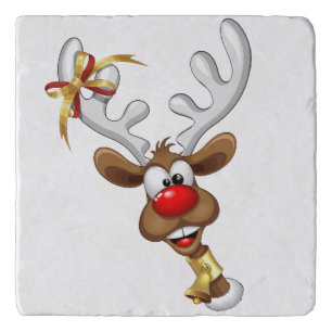Funny Reindeer Peeking Christmas Meme Trivet