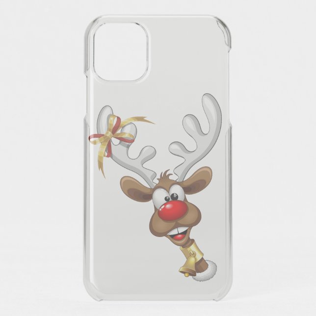 Funny Reindeer Peeking Christmas Meme  Uncommon iPhone Case (Back)