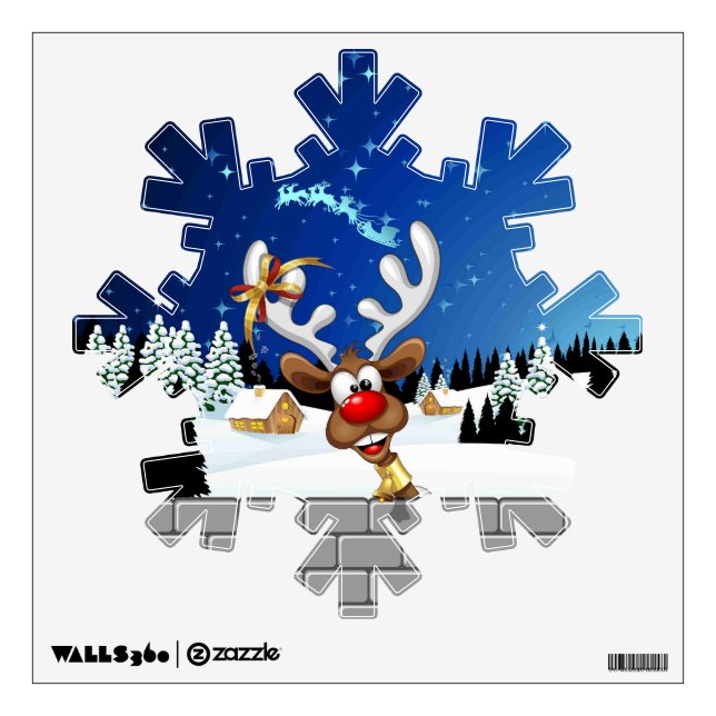 Funny Reindeer Peeking Christmas Meme  Wall Decal (Front)