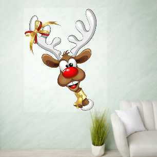 Funny Reindeer Peeking Christmas Meme  Wall Decal