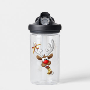 Funny Reindeer Peeking Christmas Meme  Water Bottle