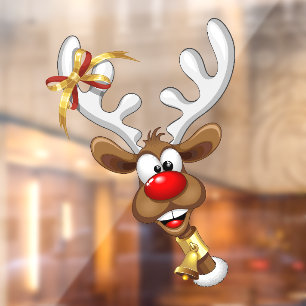 Funny Reindeer Peeking Christmas Meme Window Cling