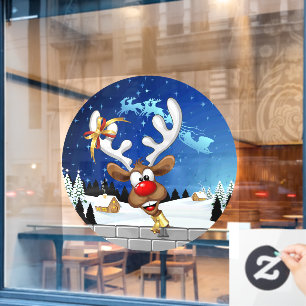 Funny Reindeer Peeking Christmas Meme Window Cling