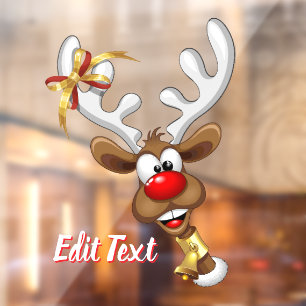 Funny Reindeer Peeking Christmas Meme Window Cling