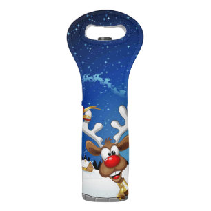 Funny Reindeer Peeking Christmas Meme  Wine Bag