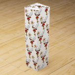 Funny Reindeer Peeking Christmas Meme  Wine Box<br><div class="desc">A Funny cartoon reindeer with a bright red nose and large white antlers, adorned with a red and gold bow, peeks through an open window. Outside, a snowy landscape with silhouetted pine trees and a small, glowing house is visible under a dark blue, star-filled night sky. Santa's sleigh pulled by...</div>