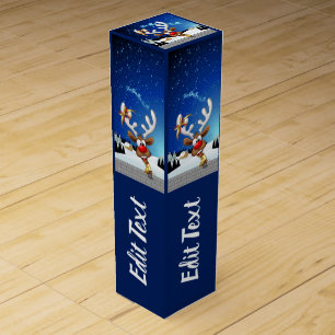 Funny Reindeer Peeking Christmas Meme Wine Box