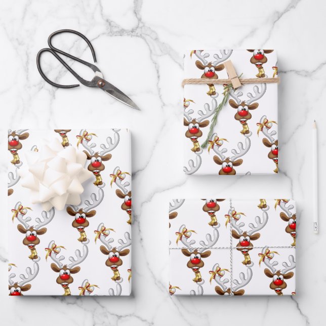 Funny Reindeer Peeking Christmas Meme  Wrapping Paper Sheets (Front)