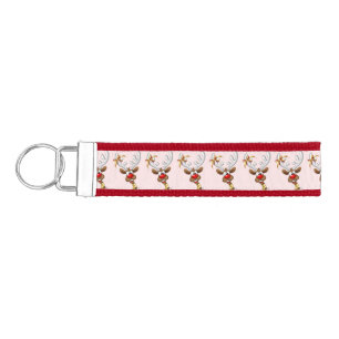 Funny Reindeer Peeking Christmas Meme  Wrist Keychain