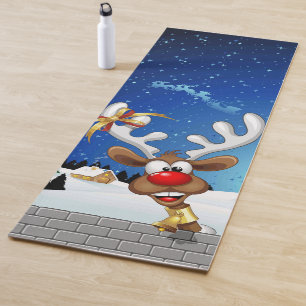 Funny Reindeer Peeking Christmas Meme Yoga Mat