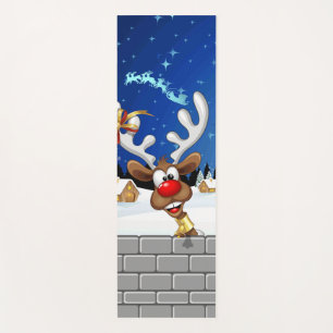 Funny Reindeer Peeking Christmas Meme Yoga Mat