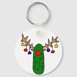 Funny Reindeer Pickle Christmas Cartoon Keychain