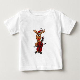 Funny Reindeer Playing Cello Christmas Baby T-Shirt