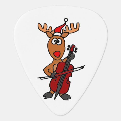Funny Reindeer Playing Cello Christmas Guitar Pick