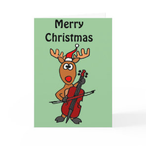 Funny Reindeer Playing Cello Christmas Holiday Card