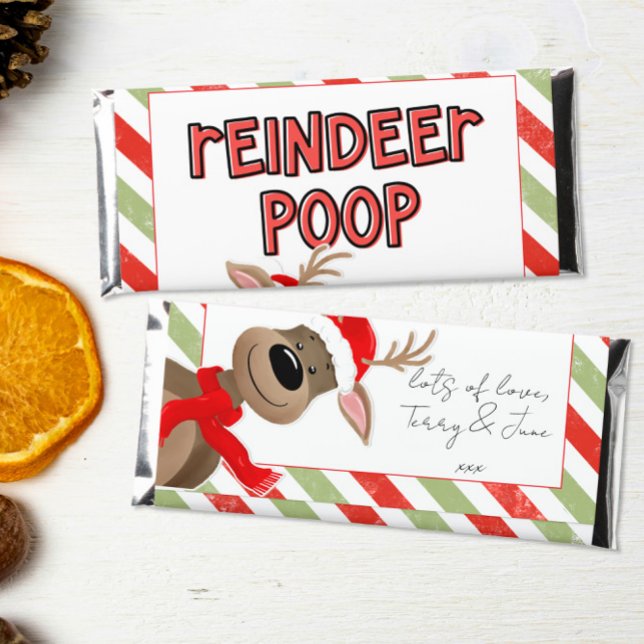 Funny Reindeer Poop Christmas chocolate Hershey Bar Favors (Creator Uploaded)
